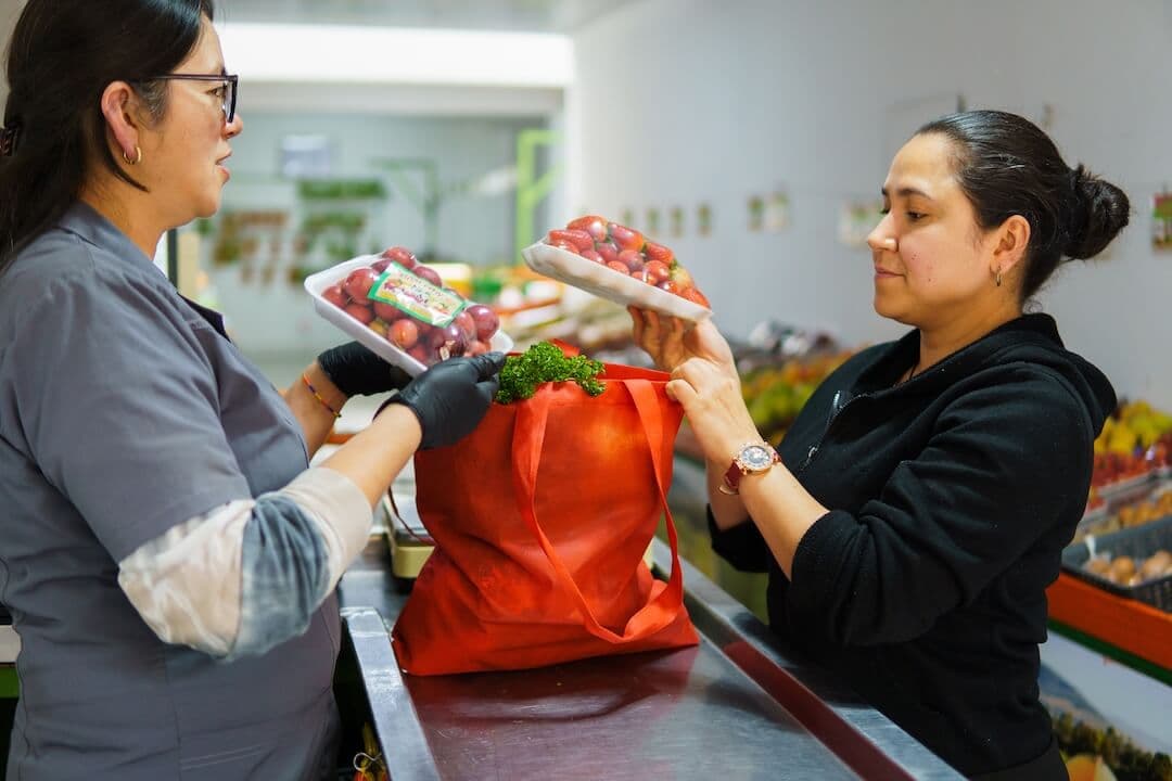 Woman holding groceries